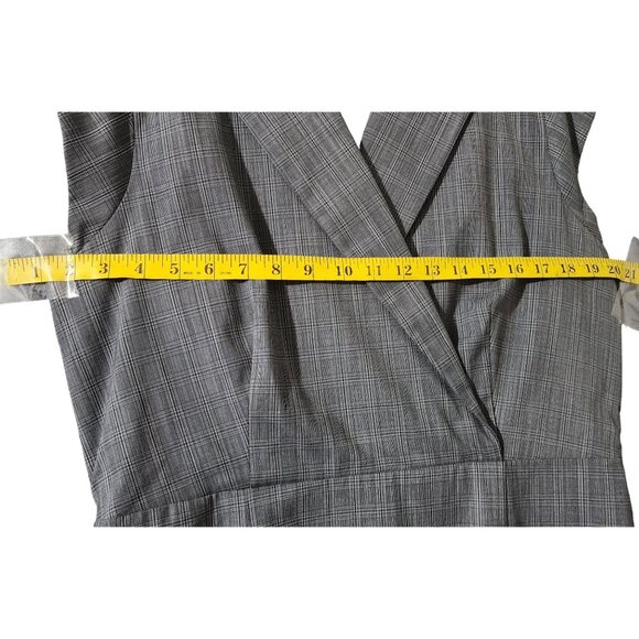 Banana Republic Sleeveless Gray Plaid Belted Wrap Dress Size 14 Womens Workwear - Picture 6 of 7